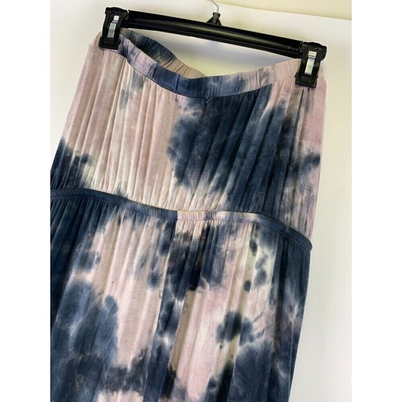 VENUS Strapless Maxi Dress Pink Blue Tie Dye Drawstring Waist Jersey Women Large - Picture 6 of 12